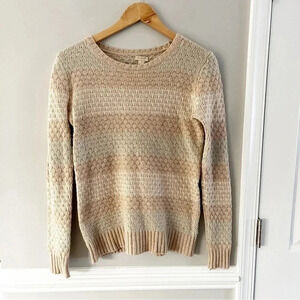J. Crew Striped Lambswool Neutral Honeycomb-Stitch Sweater Size XS